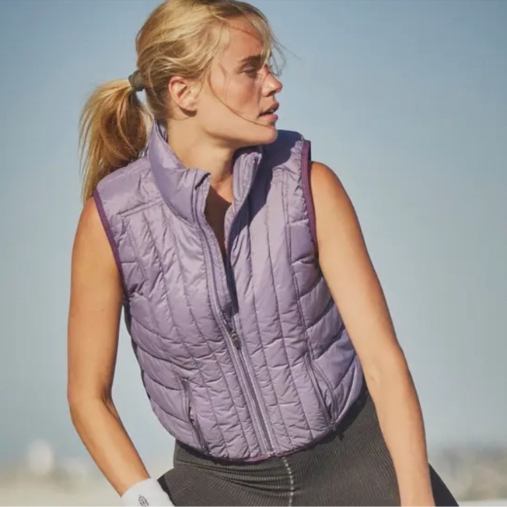 Free People Movement Run This Water Resistant Puffer Vest S in Purple Daze